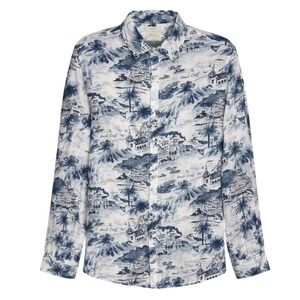 Cynthia Rowley Amalfi Coast 100% Linen Shirt Women Sz M Coastal Mediterranean